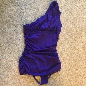 J Crew Royal Purple Women’s One piece over one should swimsuit, Size 6